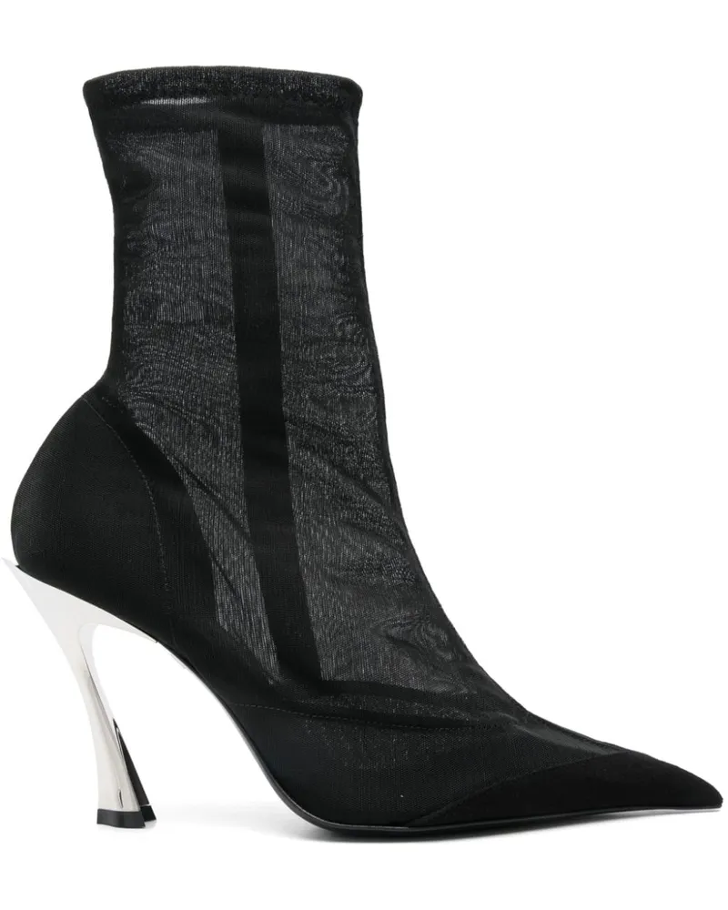 Thierry Mugler Mesh-Fang-Stiefel 95mm - Schwarz Schwarz