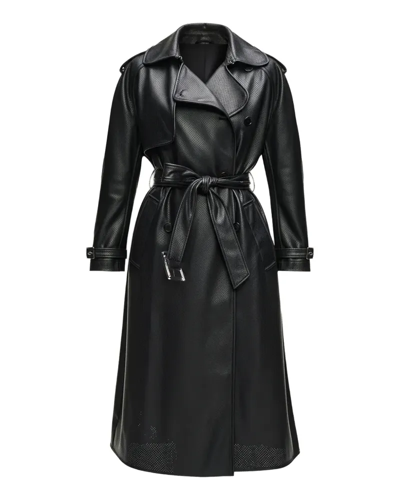 Karl Lagerfeld Perforierter Trenchcoat mit Gürtel - Schwarz Schwarz