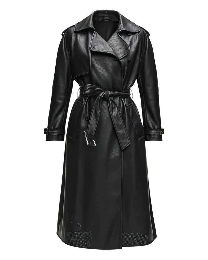 Karl Lagerfeld perforated belted trench coat - Schwarz Schwarz