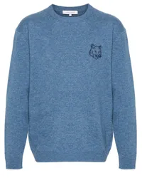 Kitsuné Bold Fox Head Pullover mit Stickerei Blau