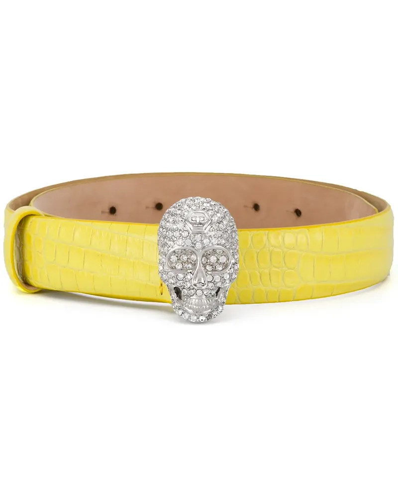 Philipp Plein Gürtel mit Totenkopf - Gelb Gelb