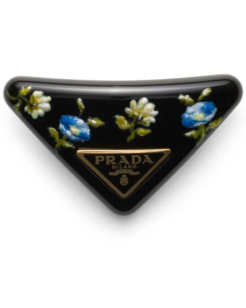 Prada Haarspange mit Blumen-Print Schwarz