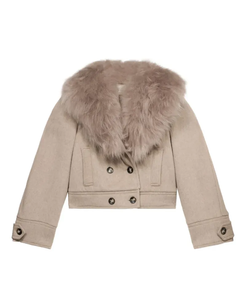 Blumarine Doppelreihiger Mantel aus Faux Fur - Nude Nude