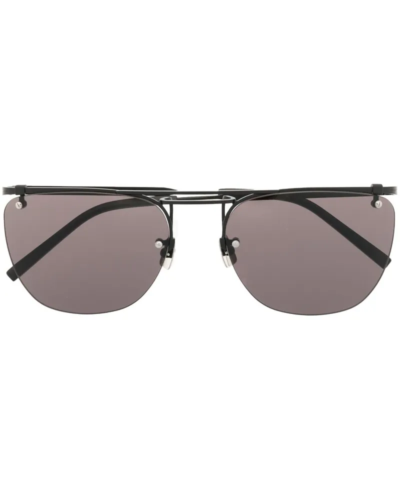 Saint Laurent Eckige Sonnenbrille mit Logo Schwarz