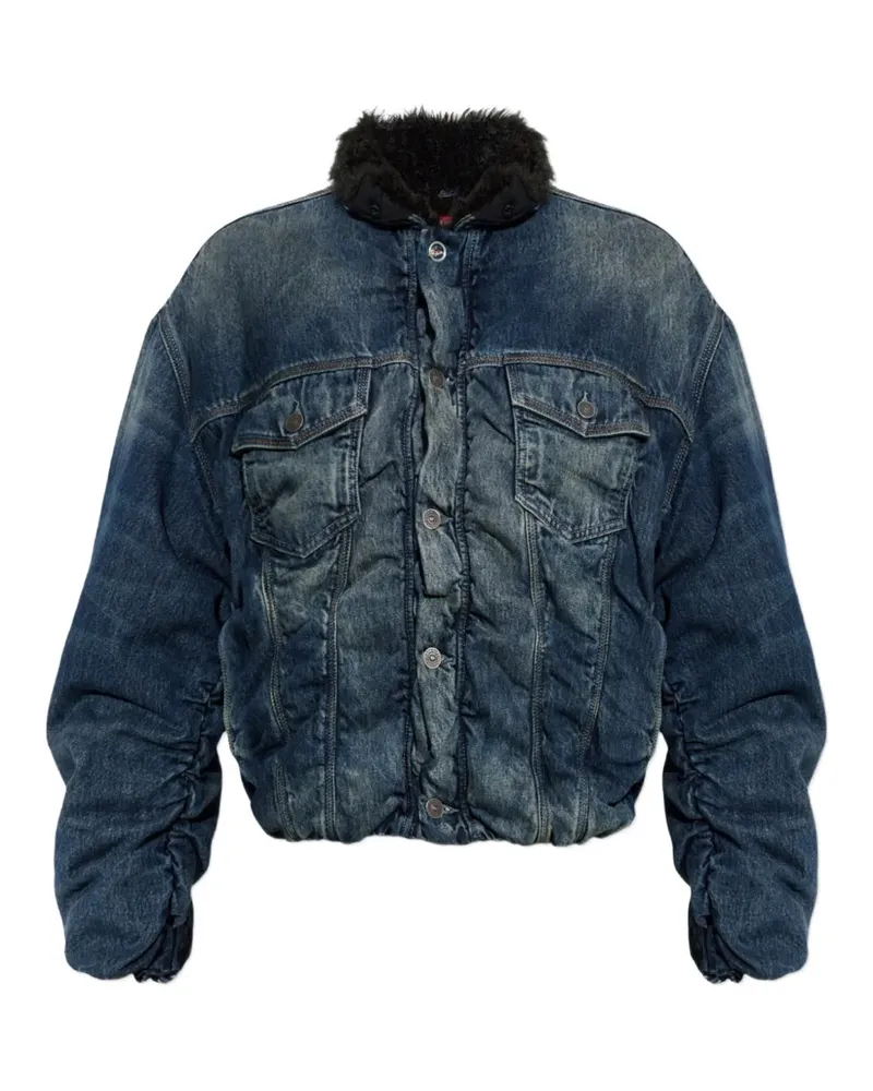 Diesel D-Curly-FSJ1 faded-effect ruched-detail jacket - Blau Blau