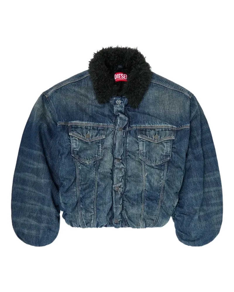 Diesel Ausgeblichene D-Curly-FSJ1 Jacke mit Raffungen - Blau Blau