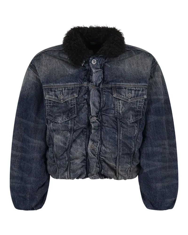 Diesel Ausgeblichene D-Curly-FSJ1 Jacke mit Raffungen - Blau Blau