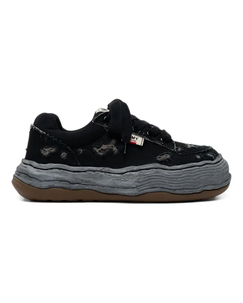 MIHARAYASUHIRO OLIVER" OG sole ripped overdye canvas low-top sneakers - Schwarz Schwarz