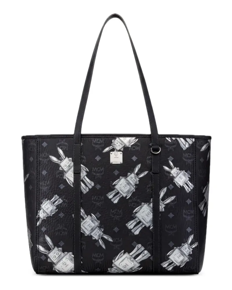 MCM Visetos-print rabbit-motif tote bag - Schwarz Schwarz