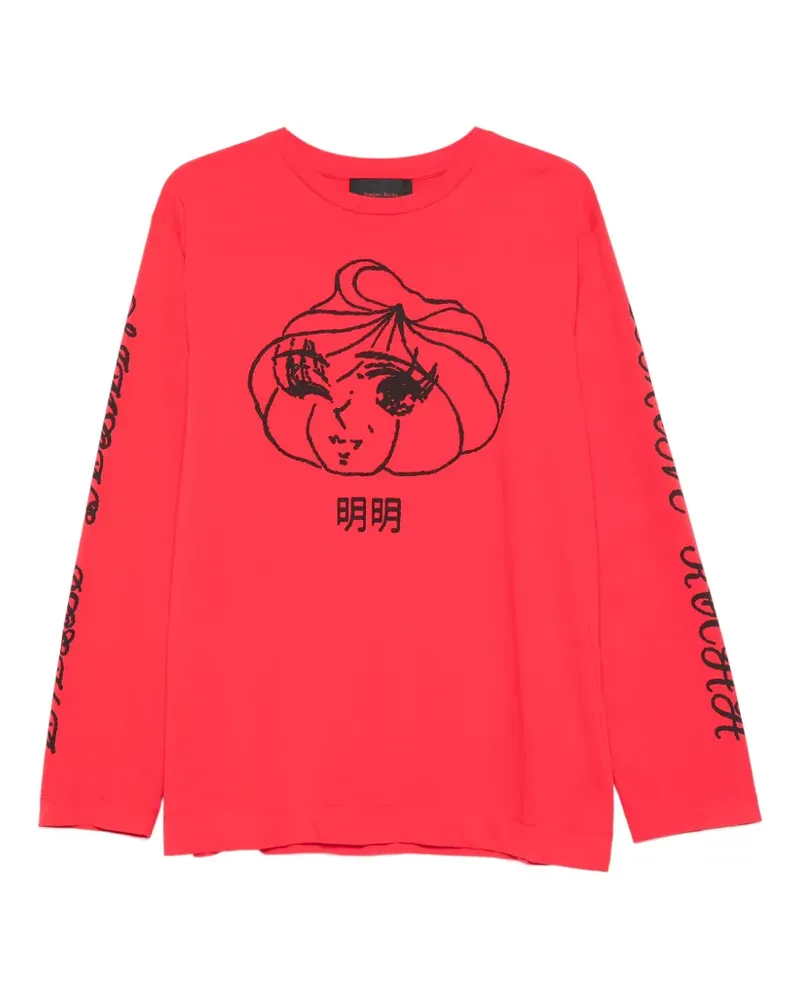 Simone Rocha Langarmshirt mit Print - Rot Rot
