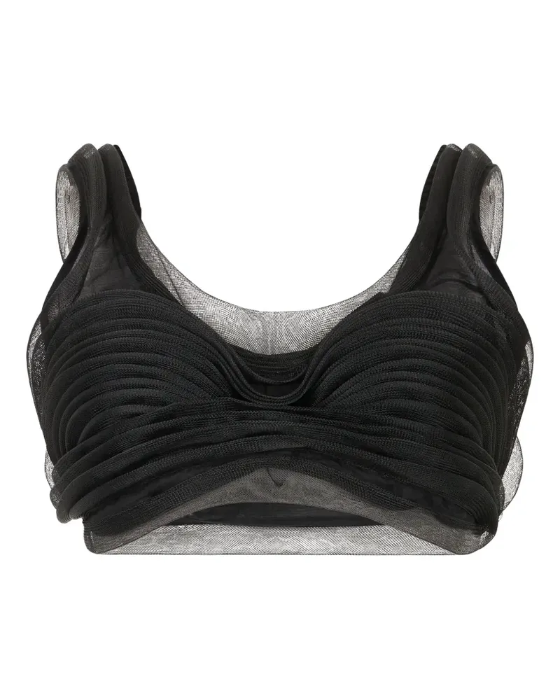 Alberta Ferretti Gerafftes Seidentop - Schwarz Schwarz