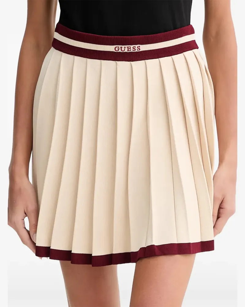 Guess logo-waistband pleated mini skirt - Nude Nude