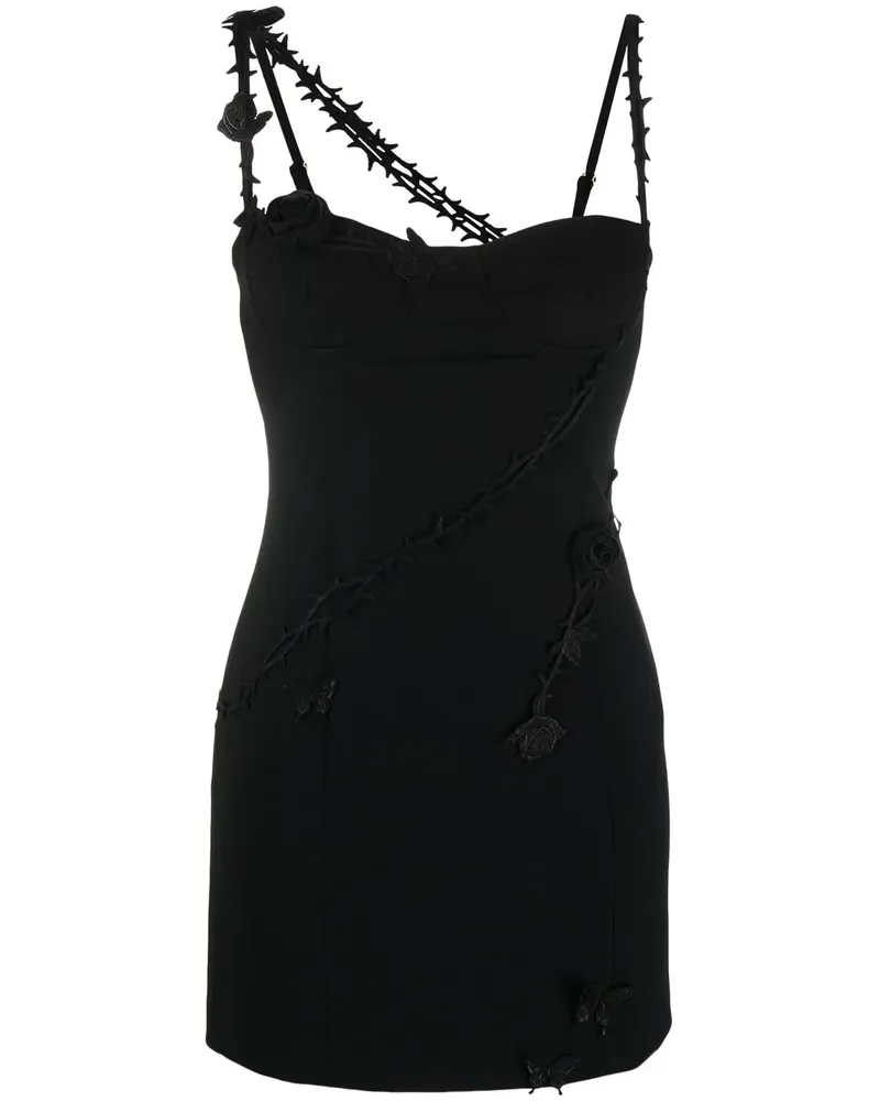 Blumarine Minikleid mit Rosenapplikation - Schwarz Schwarz