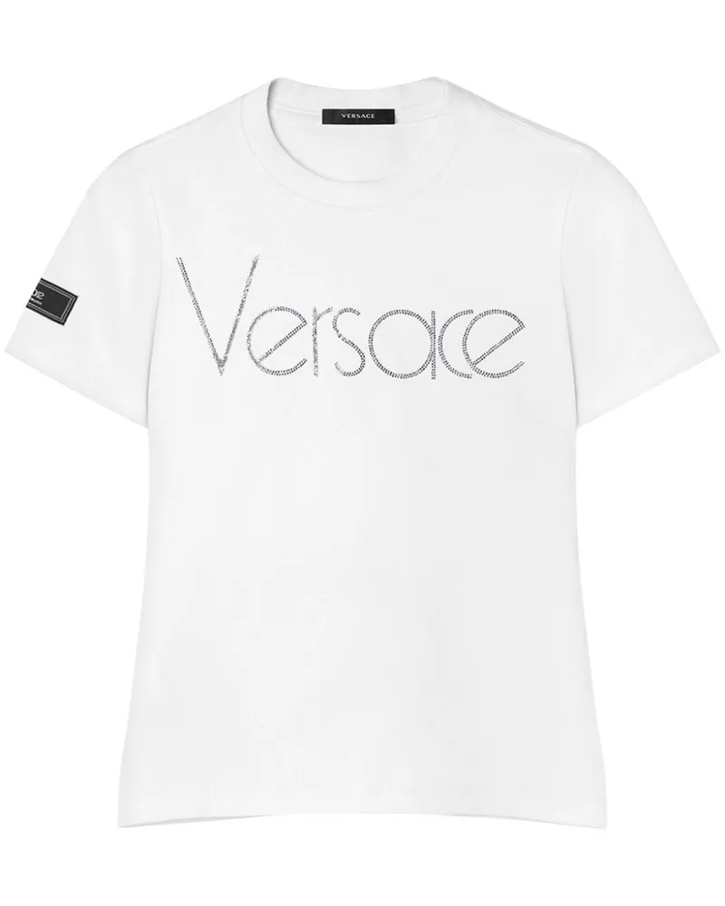 Versace Crystal 1978 T-Shirt mit Logo - Weiß Weiß