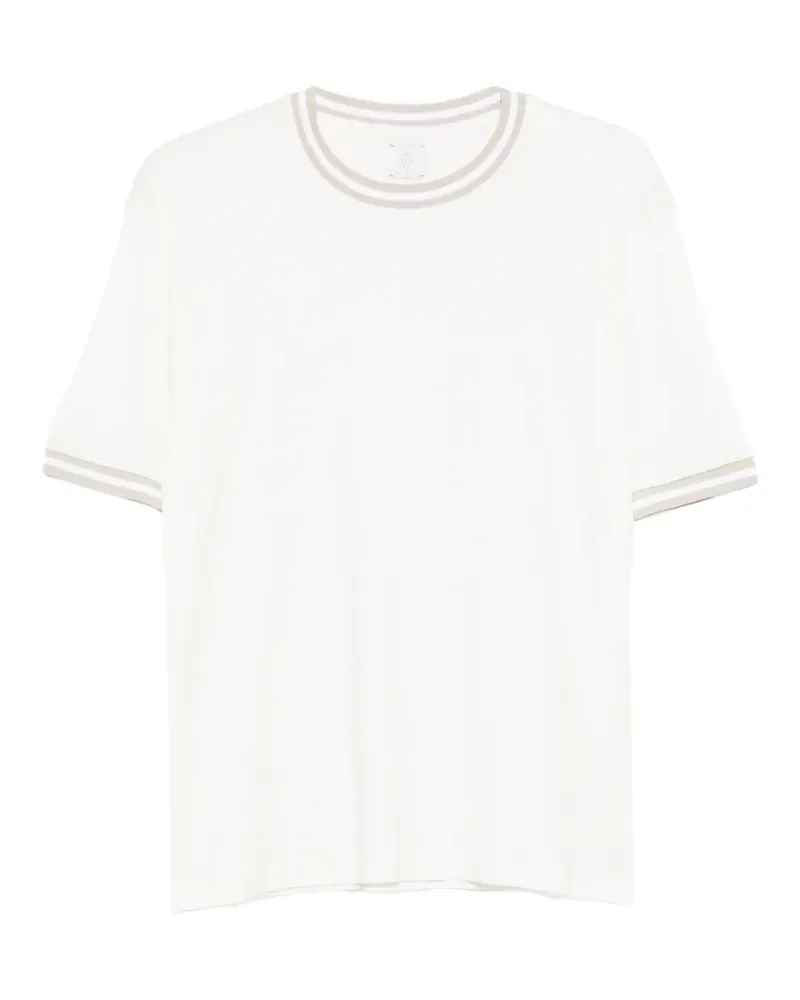 Eleventy T-Shirt mit geripptem Besatz - Weiß Weiß