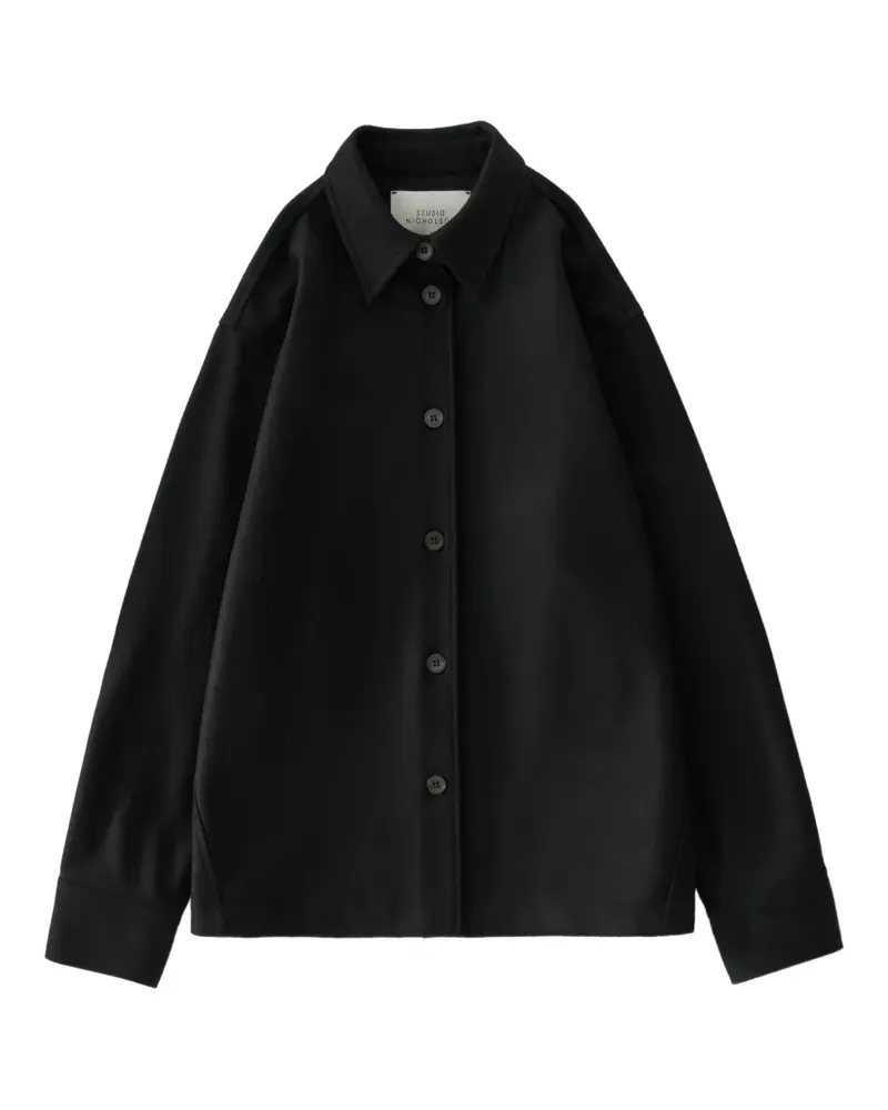 Studio Nicholson Santini Hemdjacke aus Schurwolle - Schwarz Schwarz