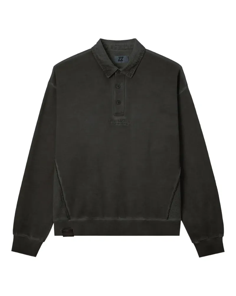 Izzue Sweatshirt mit Cordkragen und Logo-Stickerei - Schwarz Schwarz