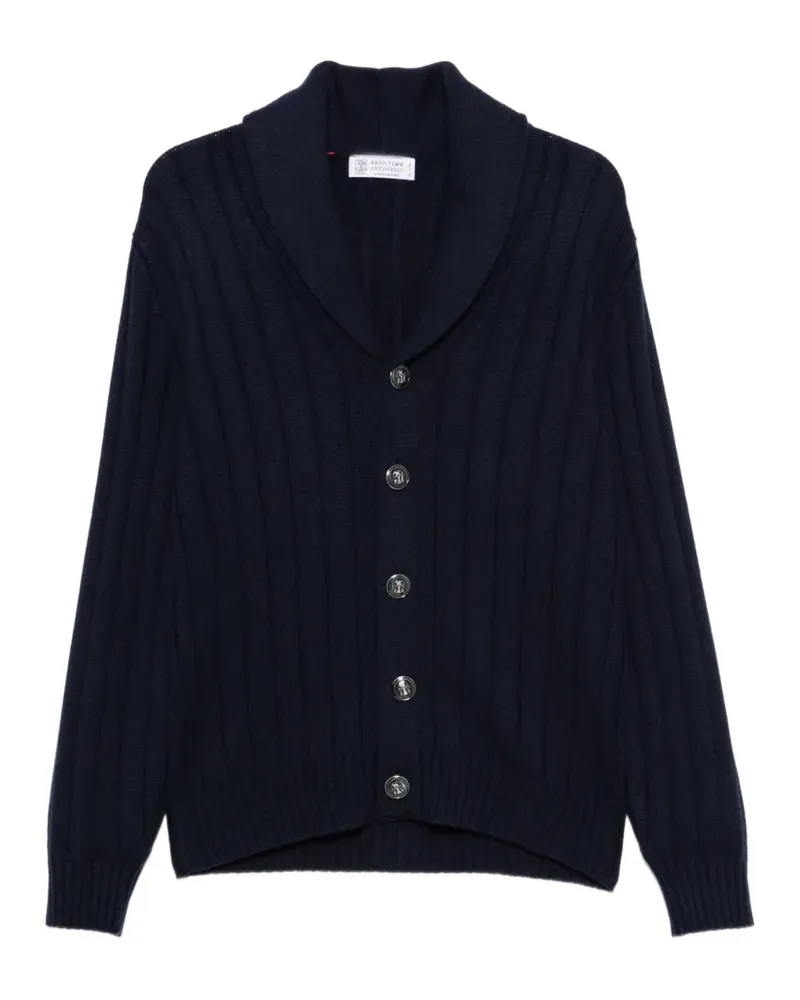 Brunello Cucinelli Gerippter Cardigan mit Schalkragen - Blau Blau