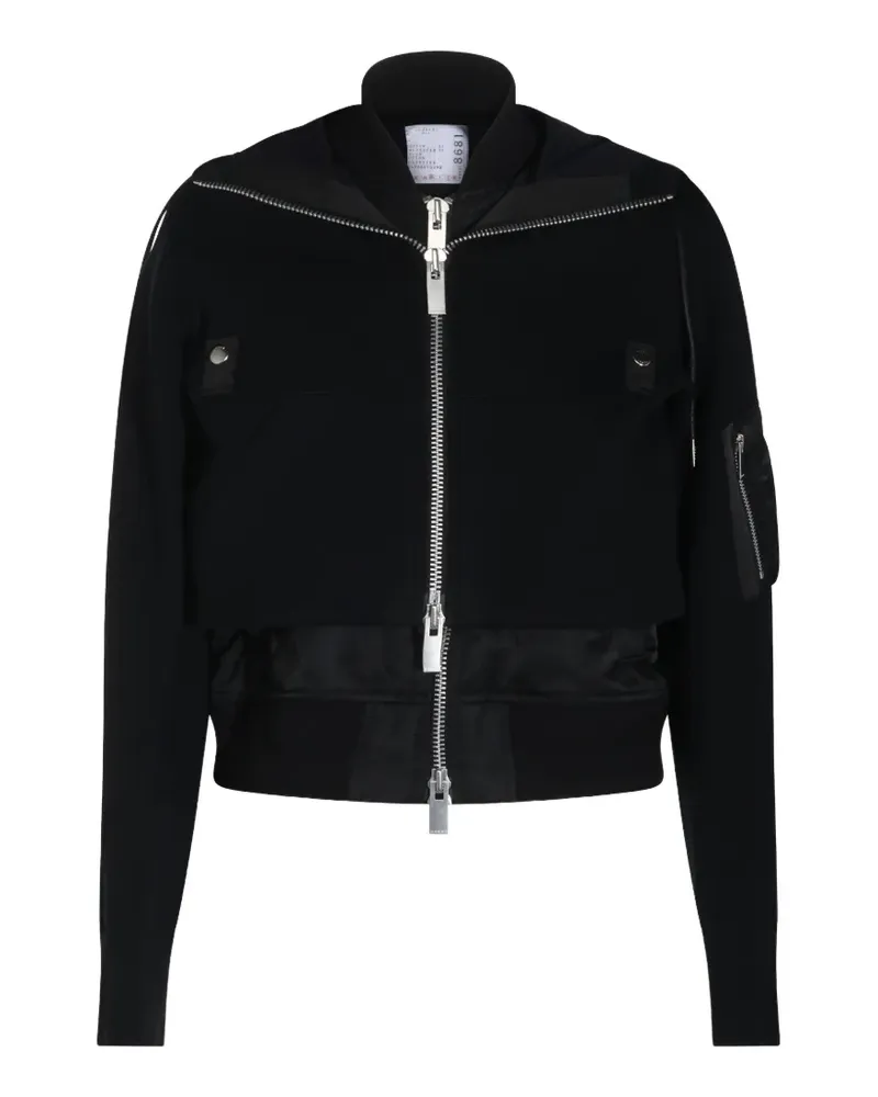 Sacai Kapuzenjacke im Layering-Look - Schwarz Schwarz
