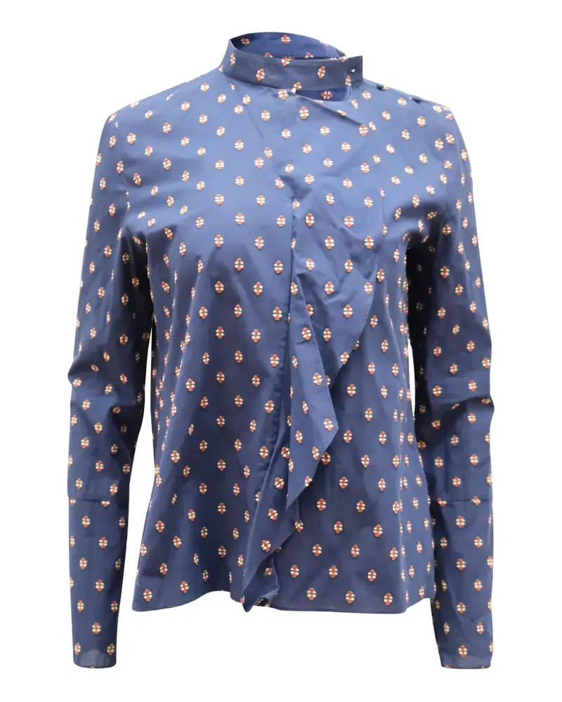 Derek Lam ruffle-trimmed embroidered blouse - Blau Blau