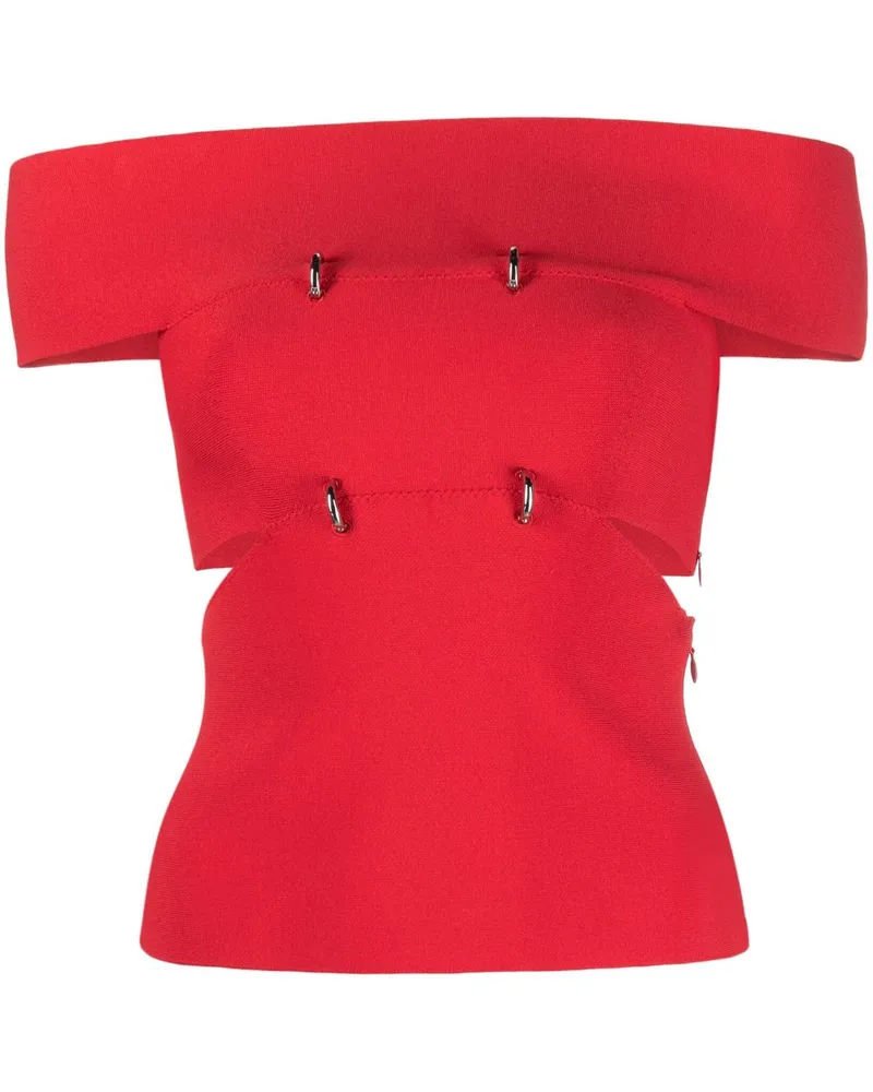 Alexander McQueen Schulterfreies Oberteil mit Cut-Out - Rot Rot