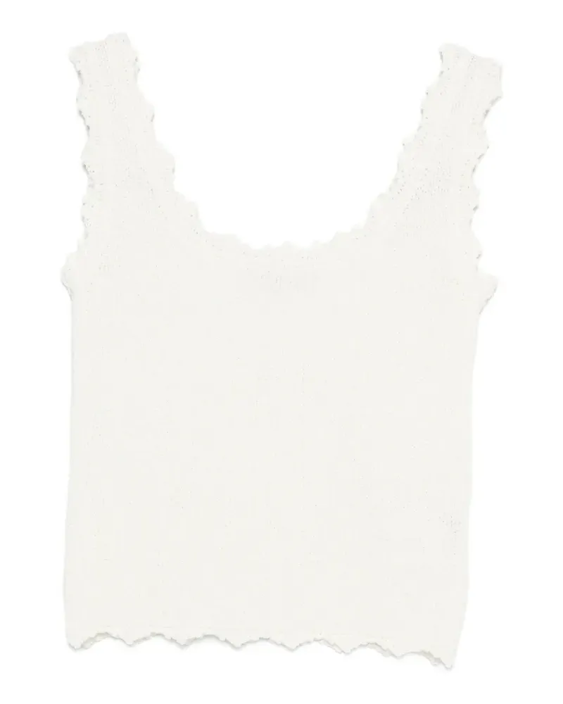 LOW CLASSIC scalloped-trim sleeveless top - Weiß Weiß