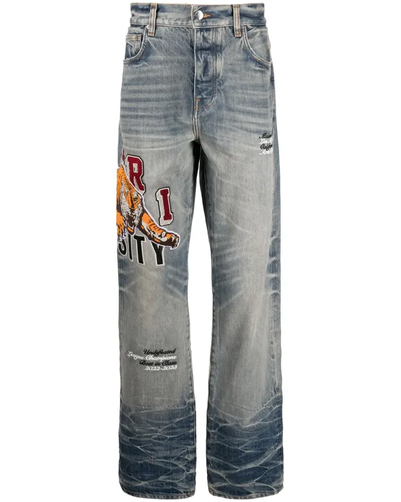 Amiri Varsity Tiger Straight-Leg-Jeans - Blau Blau