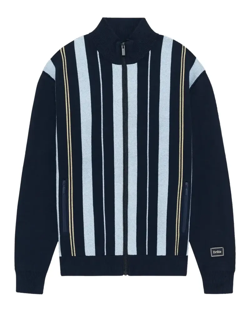 Drôle de Monsieur Gestreifter Pullover mit Reißverschluss - Blau Blau