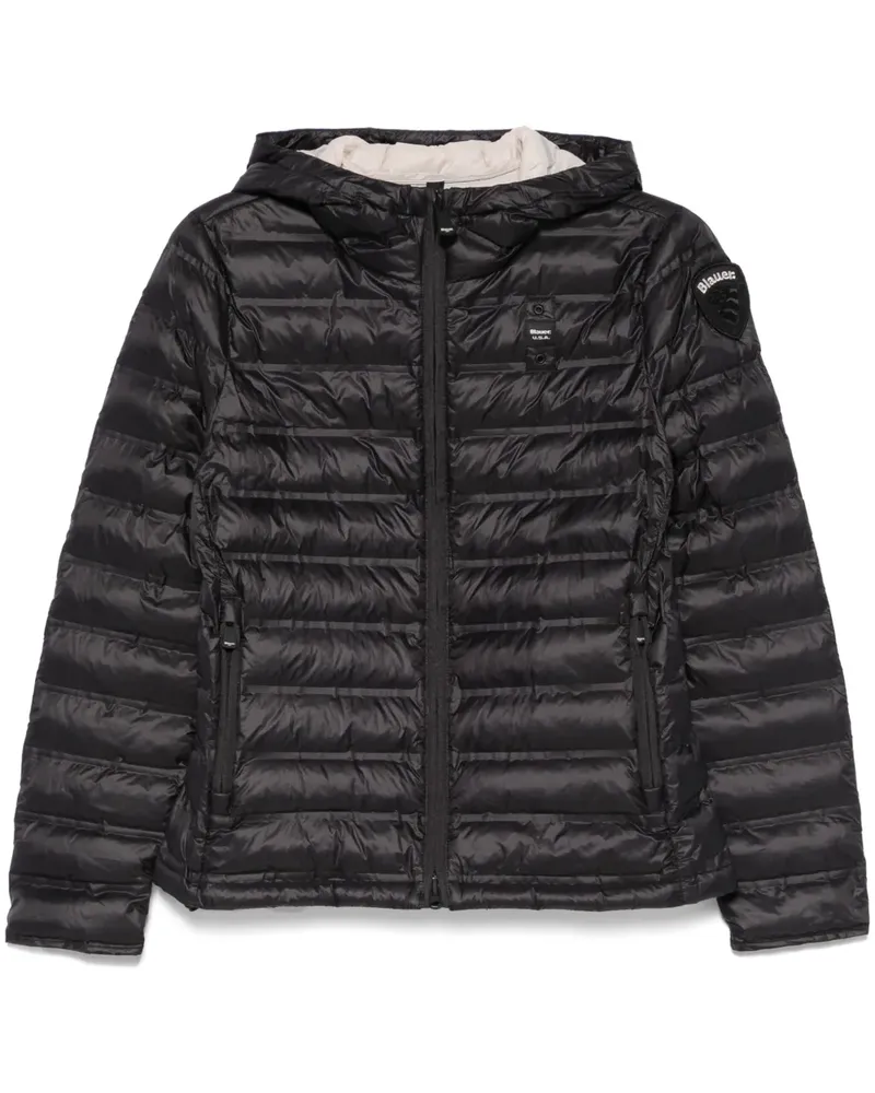 Blauer Gefütterte Jacke - Schwarz Schwarz