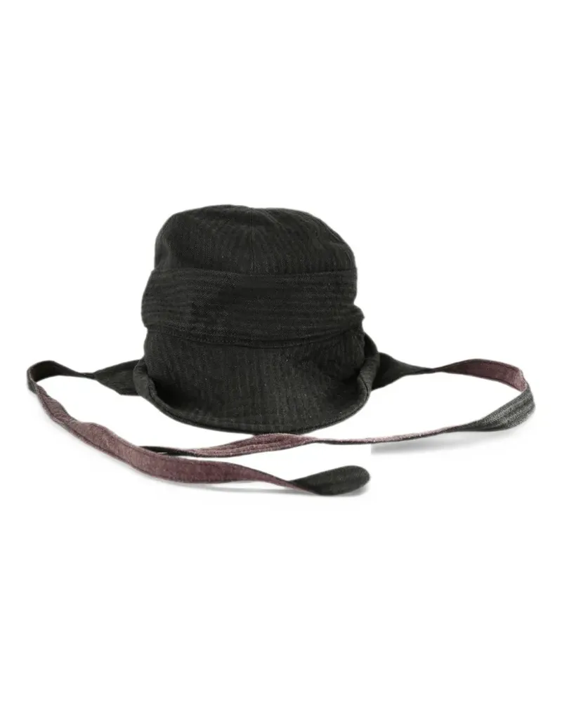 Ziggy Chen Hybrid Hut mit Zickzackmuster und Riemendetail - Schwarz Schwarz
