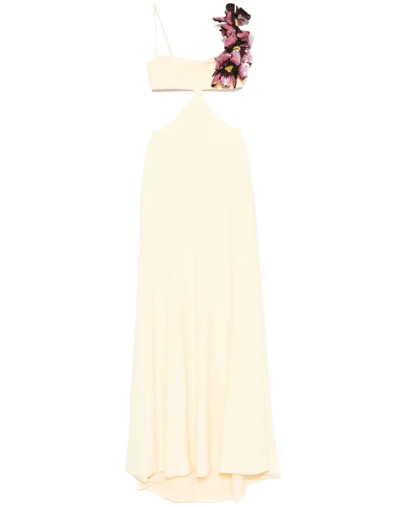 COSTARELLOS Abendkleid mit Blumenapplikation - Gelb Gelb