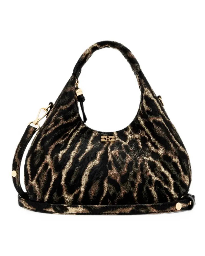 Ganni mini bag in metallic-cloque - Schwarz Schwarz