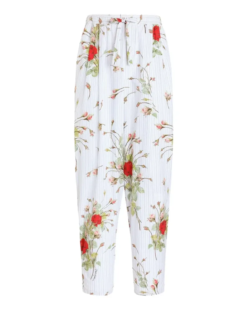 Dolce & Gabbana Kleine Vanity Hose aus Popeline mit Rosen-Print - Weiß Weiß