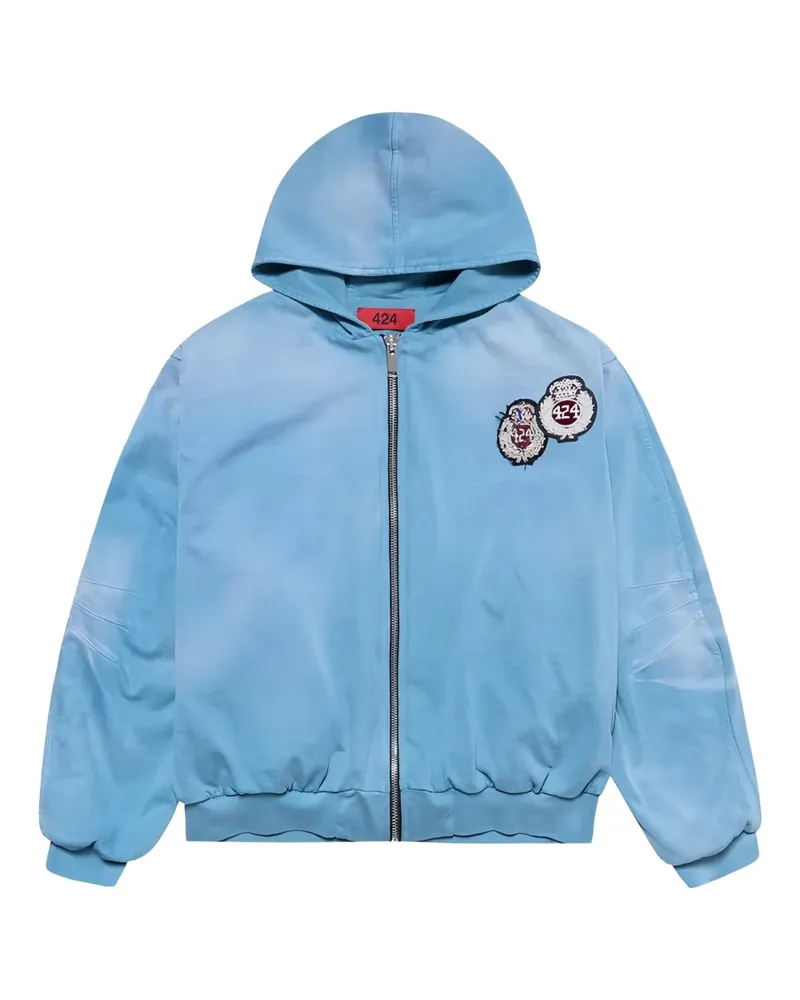 FourTwoFour on Fairfax Kapuzenjacke mit Wappen-Patch - Blau Blau