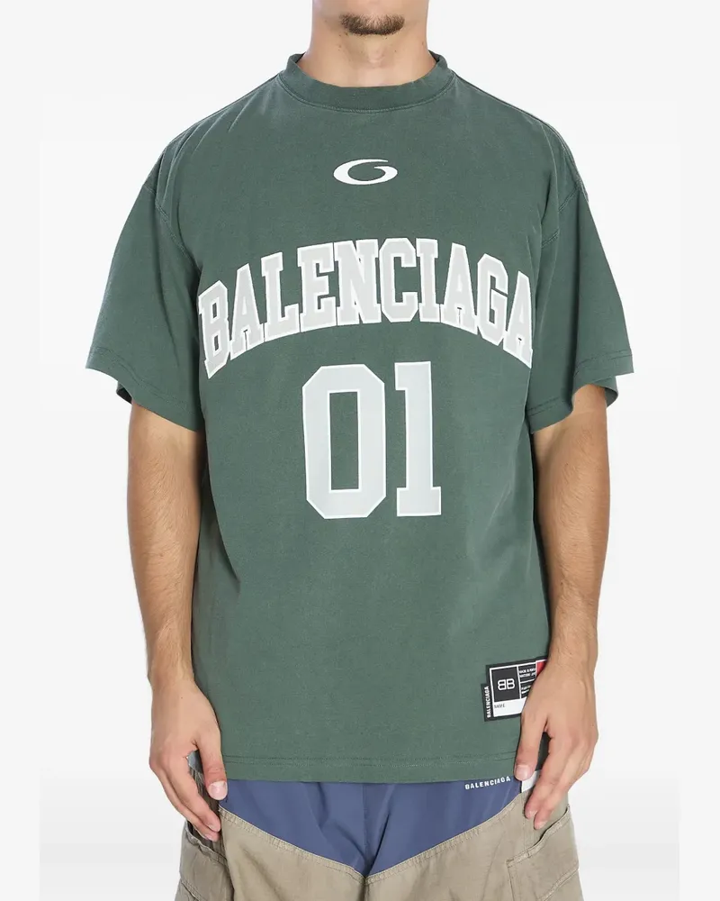 Balenciaga T-Shirt mit grafischem Print - Grün Grün