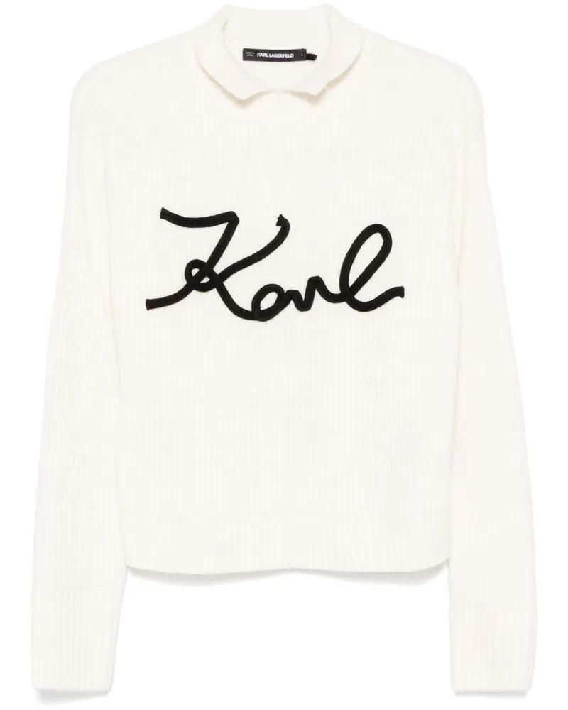 Karl Lagerfeld Soutache Karl Signature Pullover - Weiß Weiß