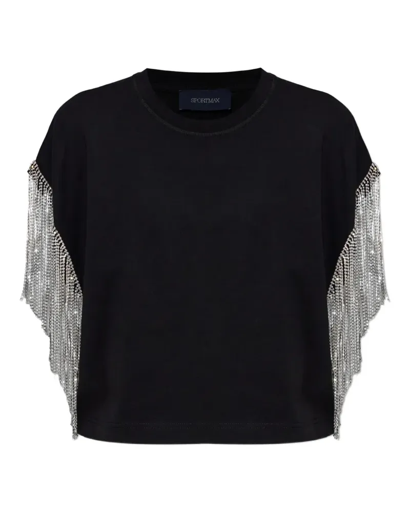 SPORTMAX Rhinestone fringe-adorned T-shirt - Schwarz Schwarz