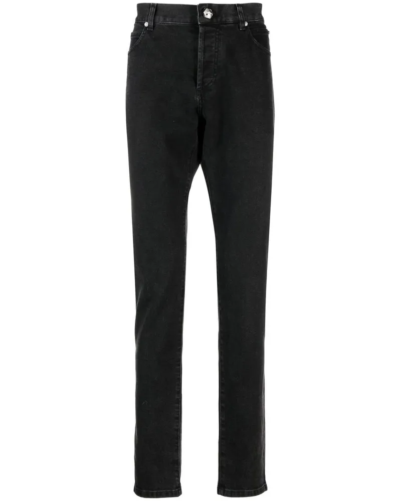 Balmain Halbhohe Straight-Leg-Jeans - Schwarz Schwarz