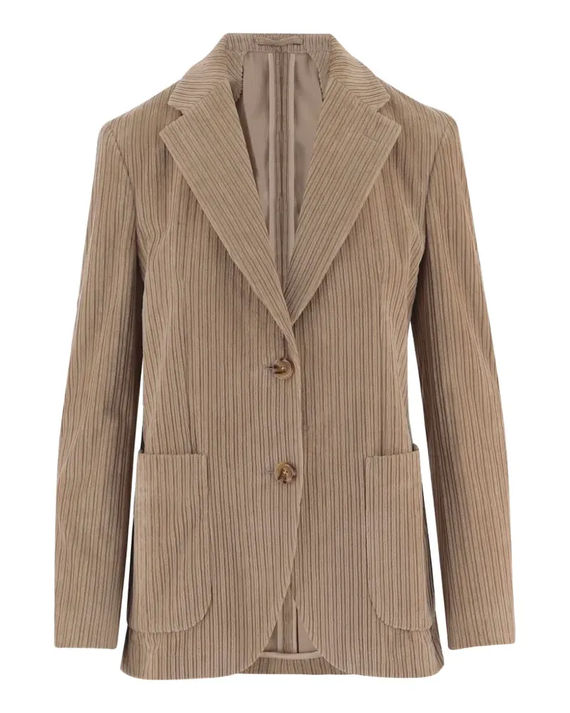 LARDINI ribbed button-down blazer - Braun Braun