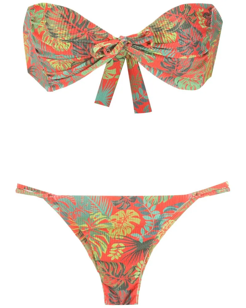 Amir Slama Bandeau-Bikini mit Print - Rot Rot