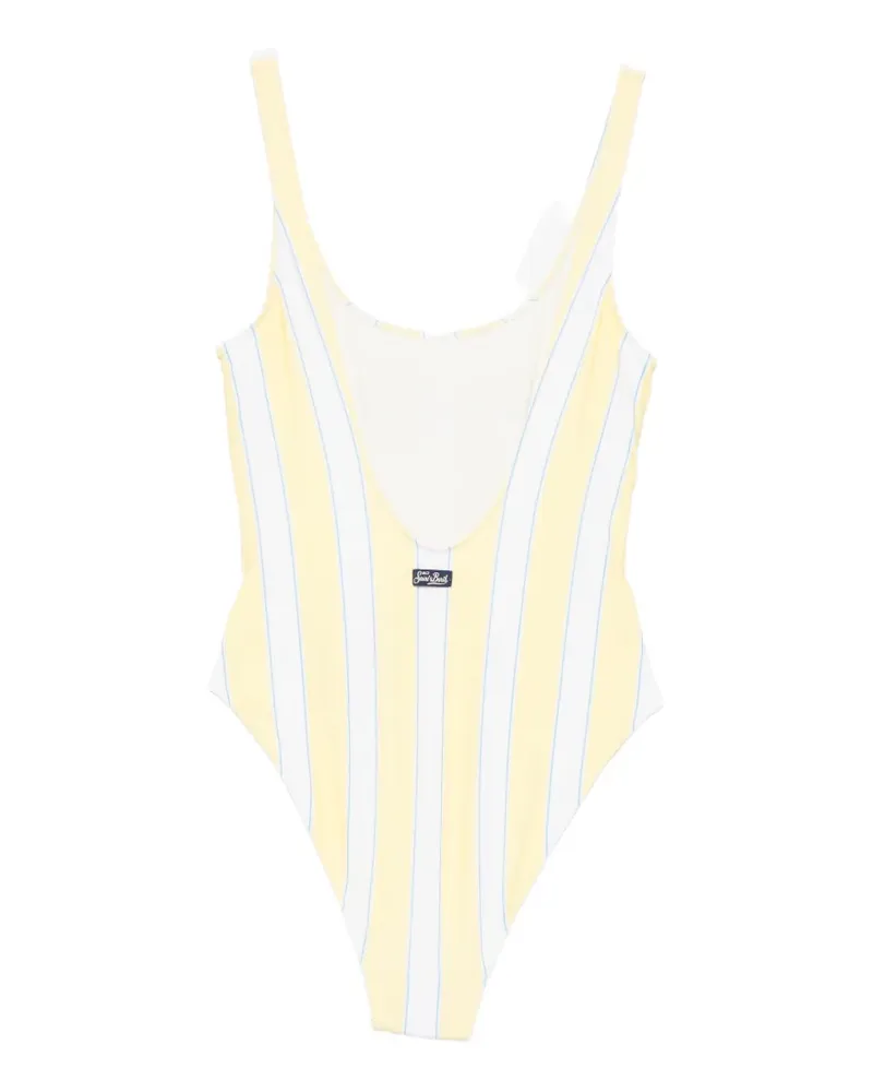 MC2 Saint Barth striped logo-print swimsuit - Gelb Gelb