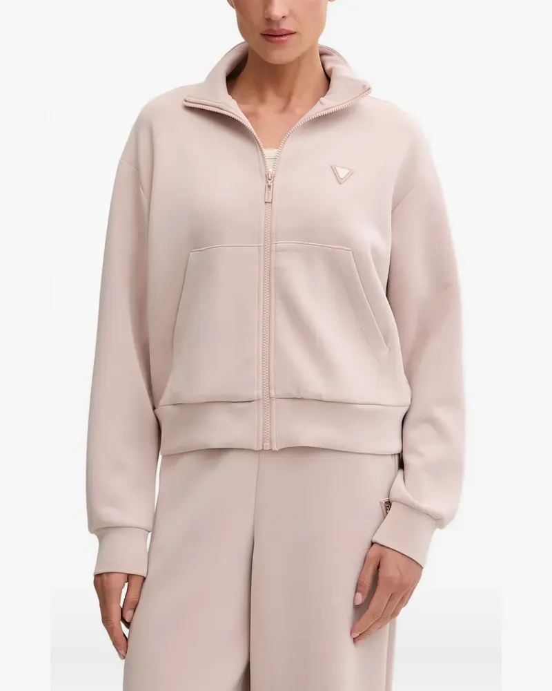 Guess Sweatshirtjacke mit Logo-Schild - Nude Nude