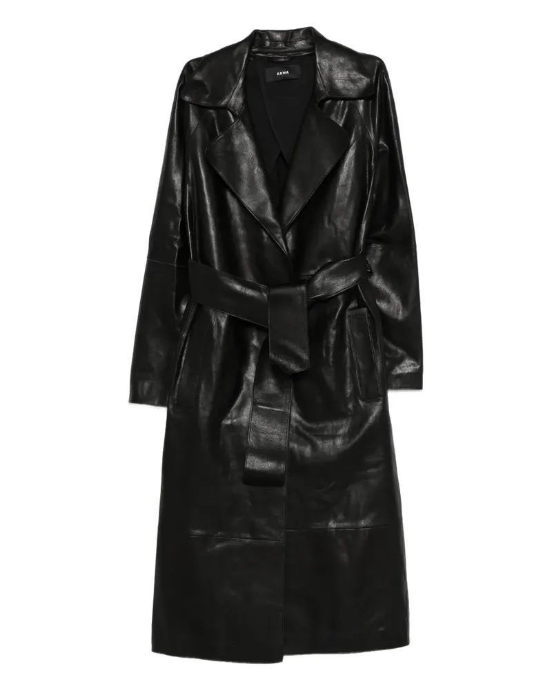 Arma belted leather coat - Schwarz Schwarz