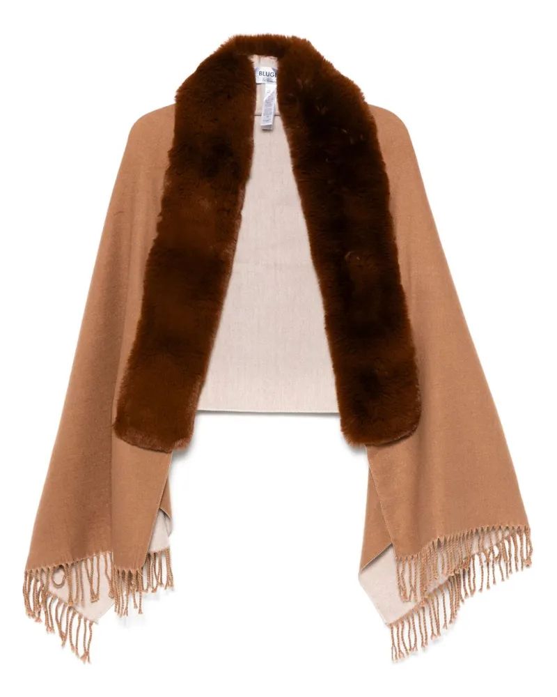 Blumarine Schal mit Faux-Fur-Besatz - Braun Braun