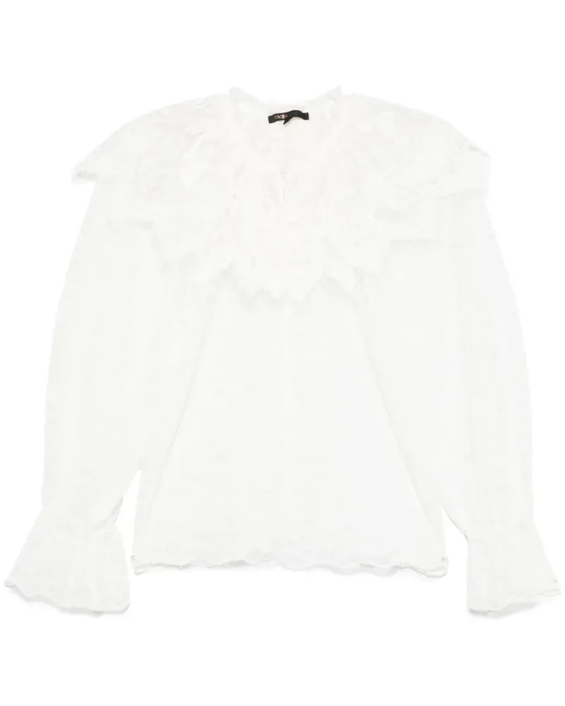 Maje Bluse mit Blumenspitze - Weiß Weiß