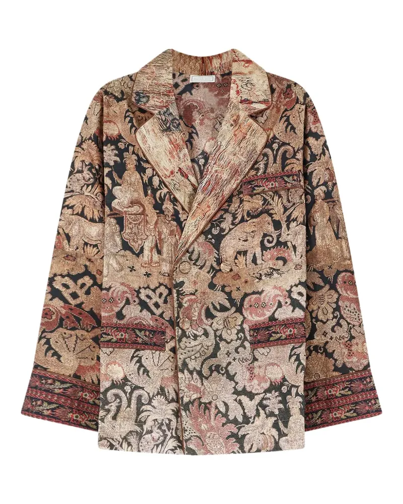 Pierre-Louis Mascia Cialda double-breasted jacquard coat - Braun Braun