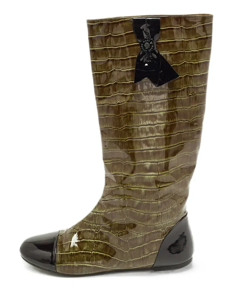 Marc Jacobs croc-embossed patent boots - Grün Grün