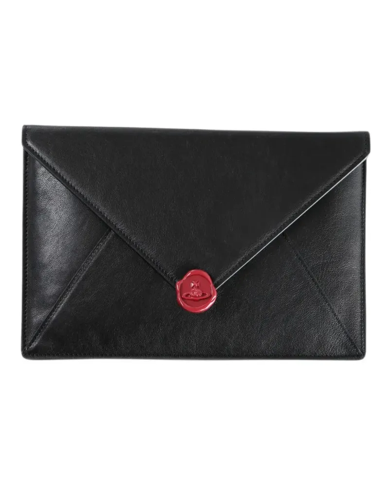Vivienne Westwood Envelope Clutch mit Orb-Schild - Schwarz Schwarz