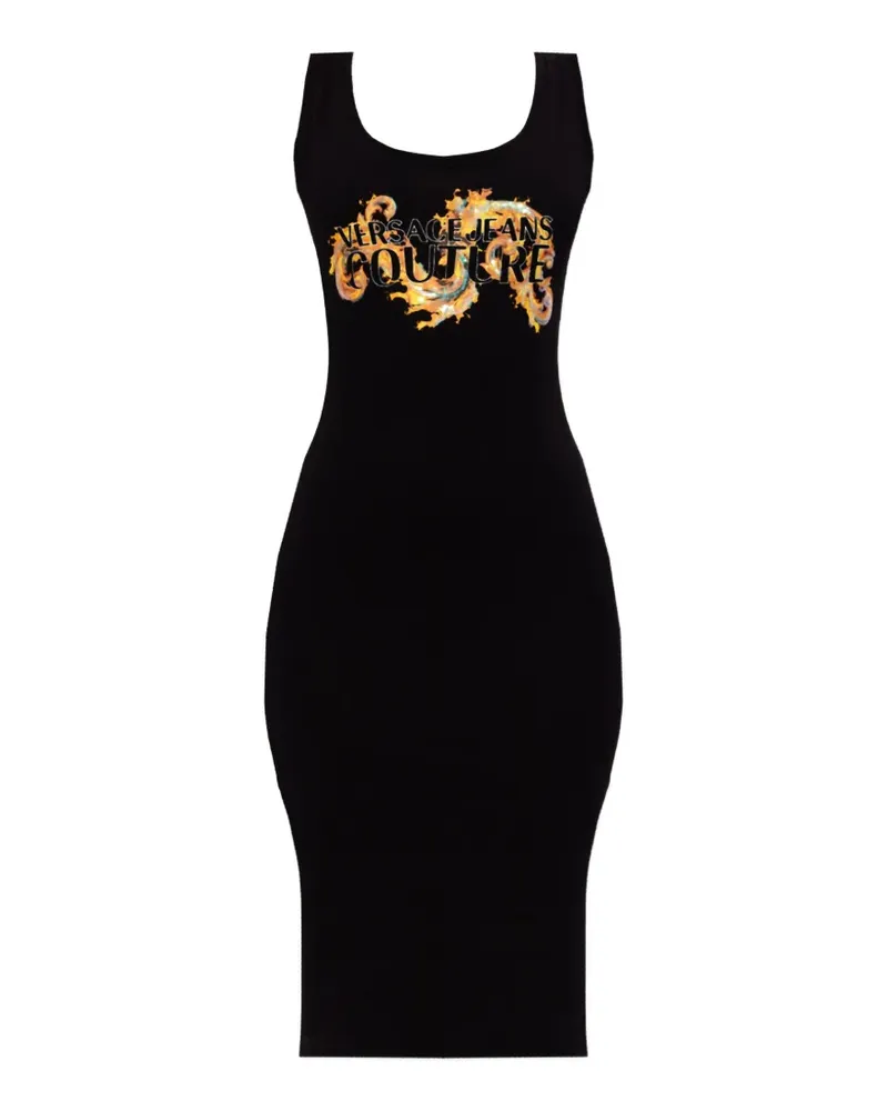 Versace Jeans logo-graphic midi cotton dress - Schwarz Schwarz