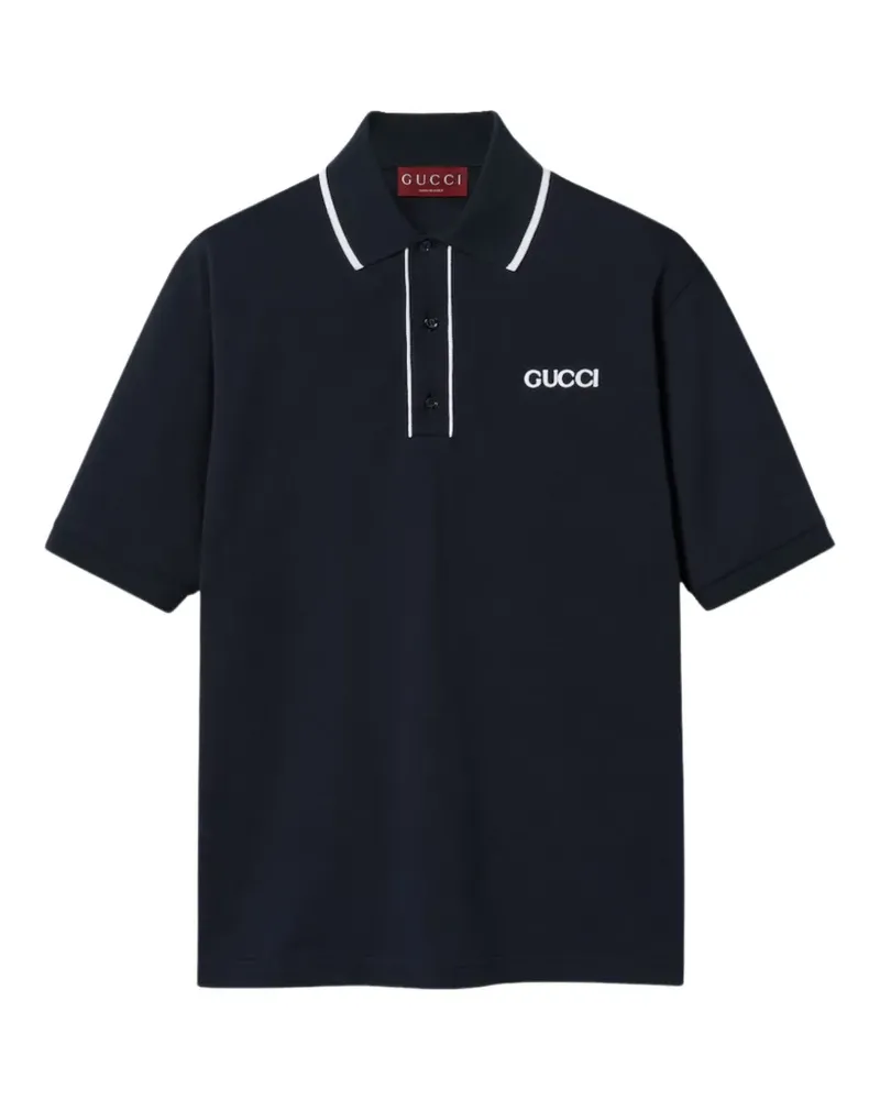 Gucci logo-print piqué polo shirt - Blau Blau